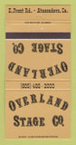 Matchbook Cover - Overland Stage Atascadero CA 30 Strike