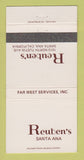 Matchbook Cover - Reuben's Restaurant Santa Ana CA 30 Strike