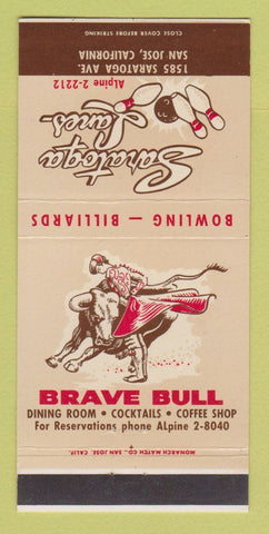 Matchbook Cover - Saratoga Lanes Bowling San Jose CA billiards 30 Strike