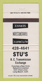 Matchbook Cover - Stu's AE Transmission Exchange Long Beach CA 30 Strike
