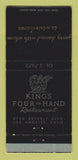 Matchbook Cover - King's Four in Hand Restaurant Los Angeles CA WEAR 30 Strike