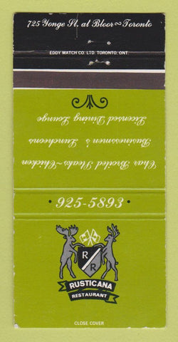 Matchbook Cover - Rusticana Restaurant Toronto ON WEAR 30 Strike