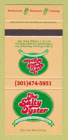 Matchbook Cover - Salty Oyster Restaurant College Park MD 30 Strike
