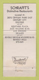 Matchbook Cover Schrafft's Restaurant Century City Los Angeles CA WEAR 30 Strike