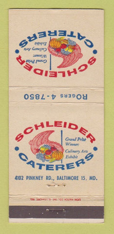 Matchbook Cover - Schleider Catering Baltimore MD 30 Strike