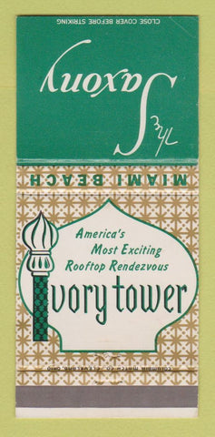 Matchbook Cover - Saxony Hotel Miami Beach FL Ivory Tower 30 Strike