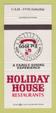 Matchbook Cover - Holiday House Restaurants FL CHAIN 30 Strike