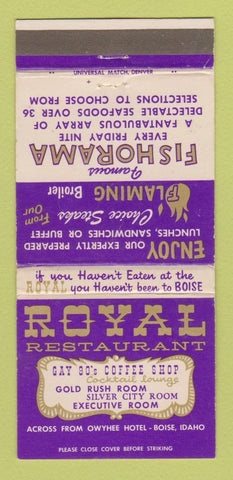 Matchbook Cover - Royal Restaurant Boise ID 30 Strike