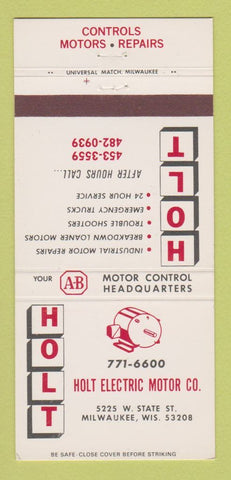 Matchbook Cover - Holt Electric Motor Milwaukee WI 30 Strike