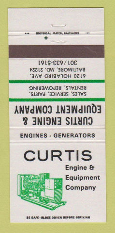 Matchbook Cover - Curtis Engine Equipment Baltimore MD 30 Strike