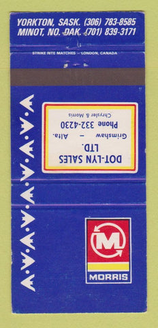Matchbook Cover - Morris Dot Lyn Sales Grimshaw AB plows weeders 30 Strike