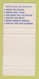 Matchbook Cover - Morris Dot Lyn Sales Grimshaw AB plows weeders 30 Strike