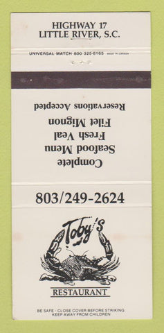 Matchbook Cover - Toby's Restaurant Little River SC 30 Strike