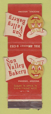 Matchbook Cover - Sun Valley Bakery Phoenix AZ Contour POOR BACK WEAR