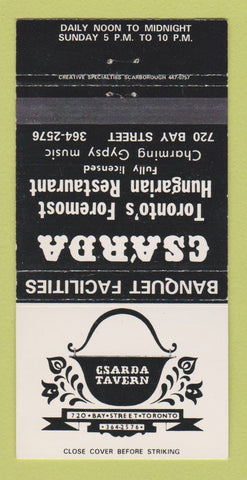 Matchbook Cover - Esarda Hungarian Restaurant Toronto ON 30 Strike