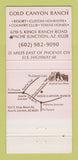 Matchbook Cover - Gold Canyon Ranch Apache Junction AZ 30 Strike