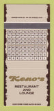 Matchbook Cover - Keno's Restaurant Tustin Anaheim CA SAMPLE 30 Strike
