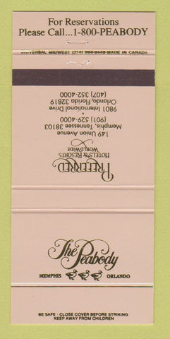 Matchbook Cover - The Peabody Hotel Memphis TN Orlando FL 30 Strike