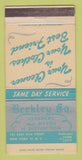 Matchbook Cover - Berkley Square Cleaners New York City WEAR 30 Strike