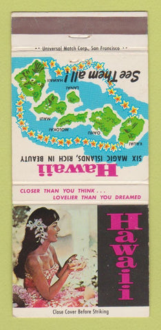 Matchbook Cover - Hawaii Tourism girlie 30 Strike