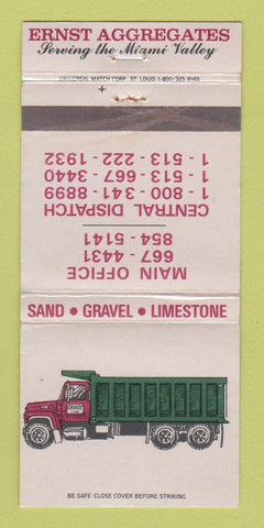 Matchbook Cover - Ernest Aggregates Sand Gravel Tipp City OH WEAR 30 Strike