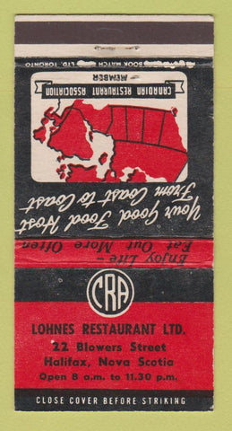 Matchbook Cover - Lohnes Restaurant Halifax NS 30 Strike