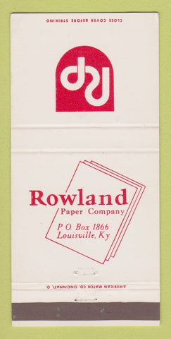 Matchbook Cover - Rowland Paper Company Louisville KY 30 Strike