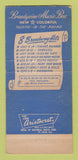 Matchbook Cover - Brandywine Music Box Painters Crossroads PA WEAR 30 Strike