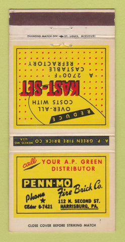 Matchbook Cover - Penn Mo Fire Brick Harrisburg PA WEAR 30 Strike