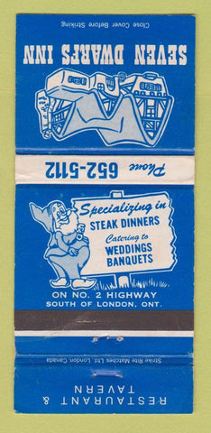 Matchbook Cover - Seven Dwarfs Inn Restaurant London ON WEAR 30 Strike