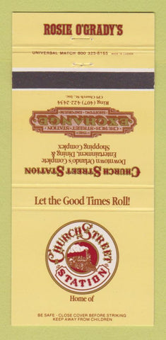 Matchbook Cover - Church Street Station Rosie O'Grady's Orlando FL 30 Strike