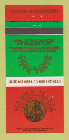 Matchbook Cover - Mamma Maria Italian Restaurant Philadelphia PA 30 Strike