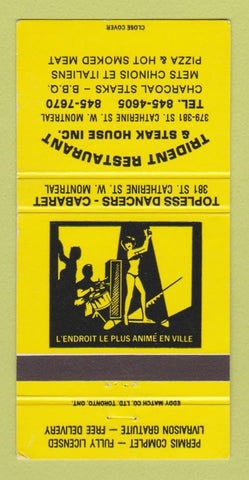 Matchbook Cover Trident Restaurant Steak House strip club Montreal QC 30 Strike