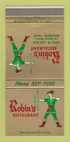 Matchbook Cover - Robin's Restaurant Anaheim CA 30 Strike