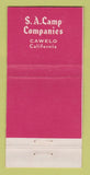 Matchbook Cover - SA Camp Companies Cawelo CA 30 Strike