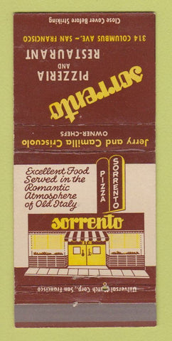 Matchbook Cover - Sorrento Pizza San Francisco CA 30 Strike