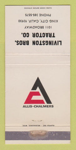 Matchbook Cover - Allis Chalmers Tractors Livingston King City CA WEAR 30 Strike