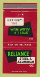 Matchbook Cover - Reliance Steel Aluminum Los Angeles CA 30 Strike