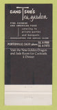 Matchbook Cover - Gang Tsue's Tea Garden Chinese Porterville CA WEAR 30 Strike
