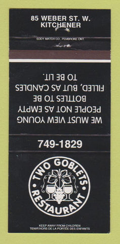 Matchbook Cover - Two Goblets Restaurant Kitchener ON 30 Strike