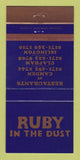 Matchbook Cover - Ruby Restaurant Camden Clapham Islington UK 30 Strike