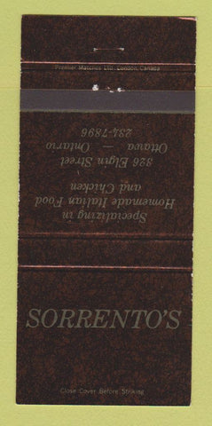 Matchbook Cover - Sorrento's Italian Restaurant Ottawa ON 30 Strike