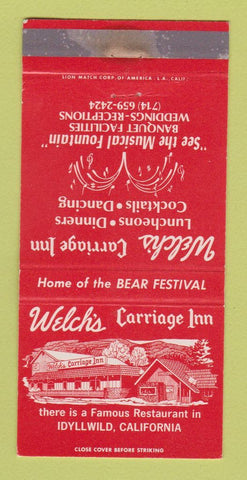 Matchbook Cover - Welch's Carriage Inn Idyllwild CA WEAR 30 Strike