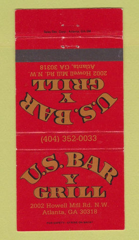 Matchbook Cover - US Bar Y Grill Atlanta GA 30 Strike