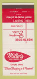 Matchbook Cover - Miller's Super Markets Grocery Eaton OH 30 Strike