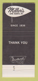 Matchbook Cover - Miller's Super Markets Grocery Eaton OH 30 Strike