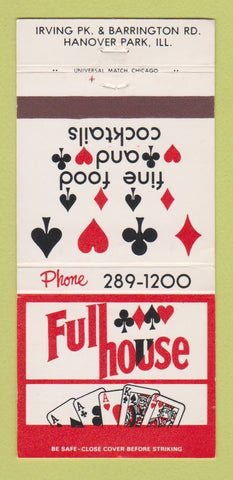 Matchbook Cover - Full House Restaurant Hanover Park IL 30 Strike
