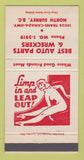 Matchbook Cover - Best Auto Parts Wreckers North Surrey BC girlie 30 Strike