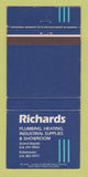 Matchbook Cover - Richards Plumbing Heating Grand Rapids Kalamazoo MI 30 Strike