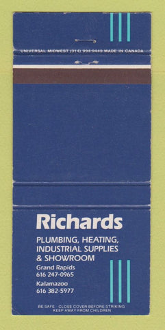 Matchbook Cover - Richards Plumbing Heating Grand Rapids Kalamazoo MI 30 Strike